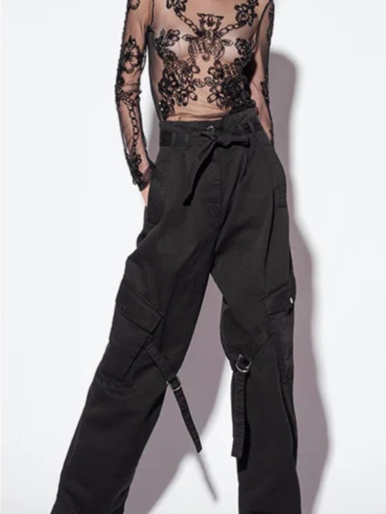Pinko Womens Black Cargo Strap Utility Pants